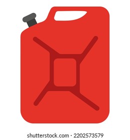 Red gasoline canister on white background. Gas storage tank. Flat vector illustration.