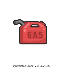 red gasoline tube in outline flat vector design.