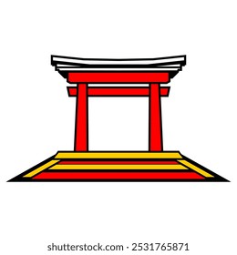 red gate with Japanese nuances vector illustration