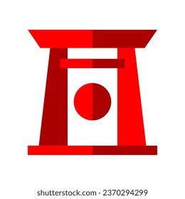 Red gate torii shrine with circle sun japaness style icon flat vector design