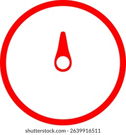 Red Gauge Meter Vector Icon - Speedometer Indicator Clipart