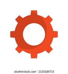 red gear design over white