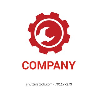 red gear engineering machine equipment automotive logo design icon illustration idea
