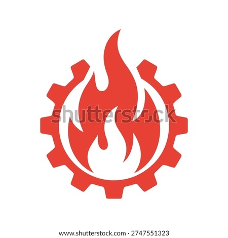 Red gear with flame icon symbol design element