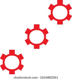 Conjunto de iconos de engranaje rojo, Vector plano mecánico