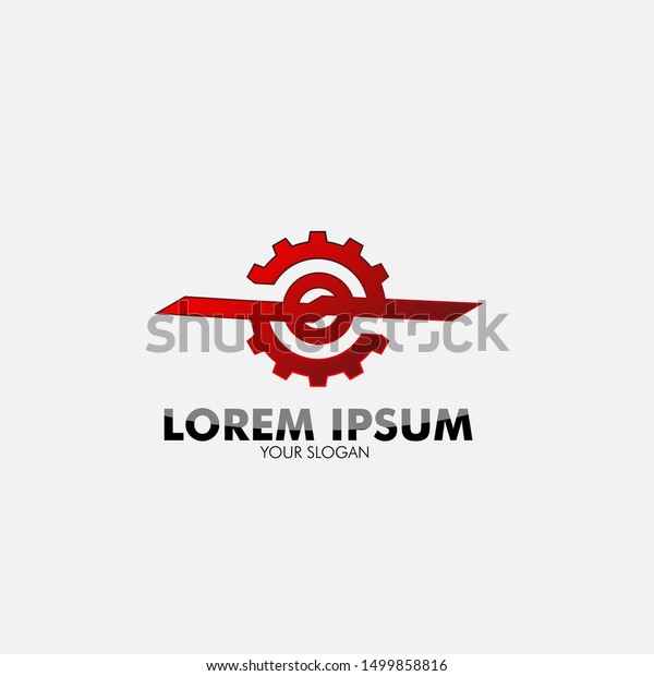 Red gear logo icon for machine service or\
automobile symbol