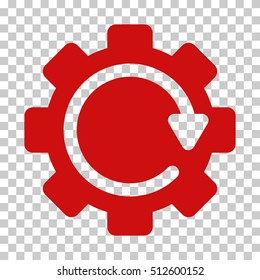 Red Gear Rotation Direction interface pictogram. Vector pictogram style is a flat symbol on chess transparent background.