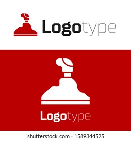 Red Gear shifter icon isolated on white background. Transmission icon. Logo design template element. Vector Illustration