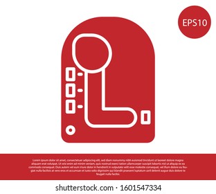 Red Gear shifter icon isolated on white background. Transmission icon.  Vector Illustration