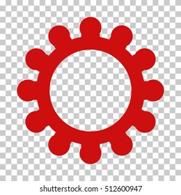 Red Gear toolbar icon. Vector pictograph style is a flat symbol on chess transparent background.