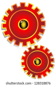 Red gear vector icon