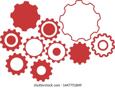 red gear wheels with symbolizing idea or solution of teamwork.