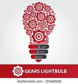 Red gears light bulb graphics design,vector