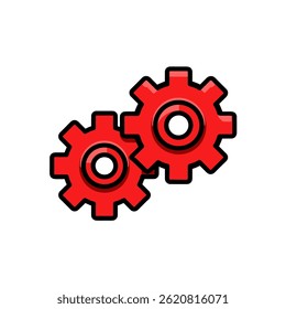 Red gears mesh isolated engineering icon