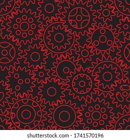red gears on a black background vector image