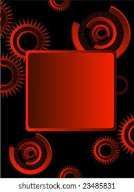 red gears over black background