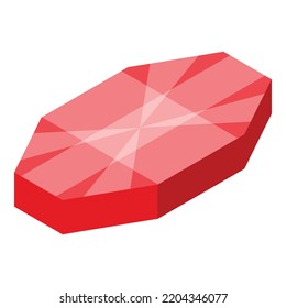 Red gem icon. Isometric of red gem vector icon for web design isolated on white background