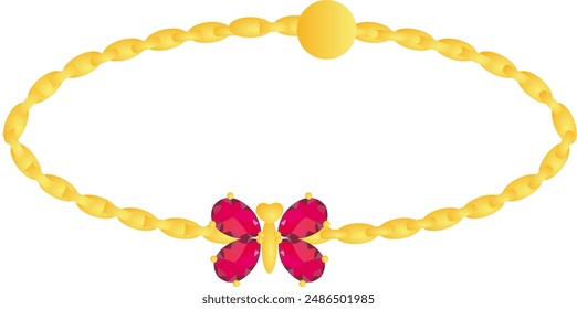 Red gemstone bracelet butterfly shape