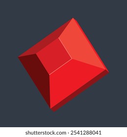 Piedra preciosa roja en diseño de Vector plano