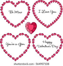 red gemstone heart valentine frames