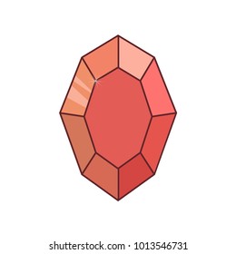 Red gemstone icons. Vector illustration.