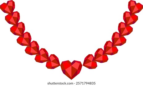 Red gemstone necklace heart shape cute