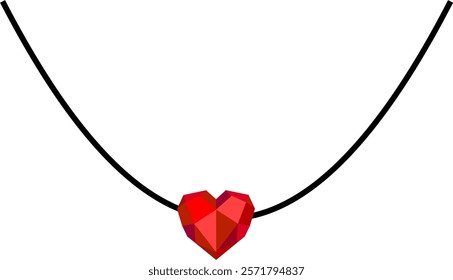 Red gemstone necklace heart shape cute