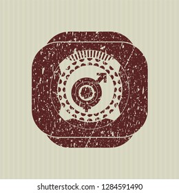 Red gender dysphoria icon inside distress grunge style stamp