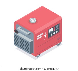 red generator isometric cute designed