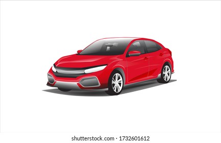 Red Generic Sedan Car turbo L15B, compact hatchback FC1, FC2, With Isolated Path, logo template vector icon eps 10