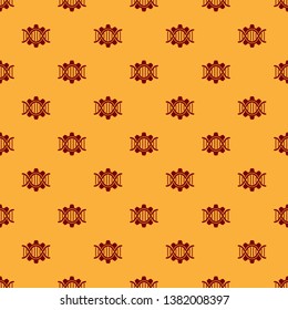 Red Genetic engineering icon isolated seamless pattern on brown background. DNA analysis, genetics testing, cloning, paternity testing. Vector Illustration