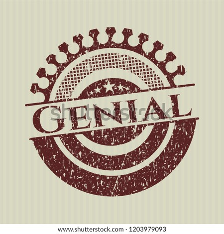Red Genial distressed rubber stamp