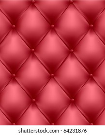 Red genuine leather upholstery. Vector Illustration.