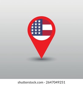 Red geolocation icon with shadow. Suitable for designing brochures, mobile application interfaces.