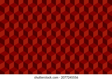 Red geometric 3d cubes pattern. Abstract background.	
