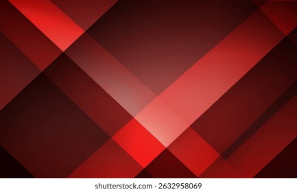 Red geometric abstract background with diagonal shapes. Bright crimson red modern banner. Vector illustration