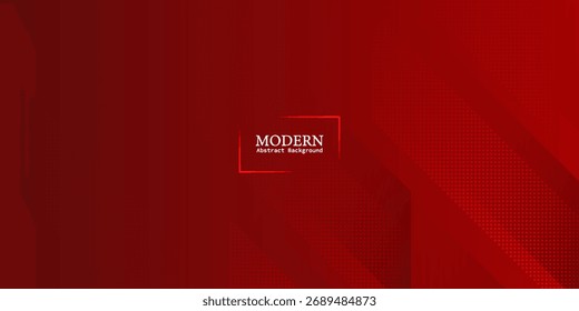 Red geometric abstract background with halftone pattern and diagonal lines. Futuristic Technology Concept