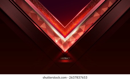 Red geometric abstract background with light triagle shapes. Elegant Red Abstract Background Vector Illustration.