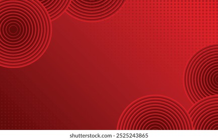 red geometric abstract background overlap layer on bright space with lines effect decoration. Modern graphic design element circles style concept for banner. Vector illustration