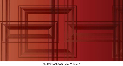 red geometric abstract background overlapping layers on bright space with line effect decoration. Square style concept modern graphic design element for banner, flyer, card. Eps10