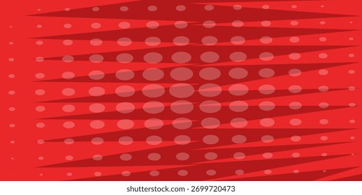 Fundo Abstrato Geométrico Vermelho Com Design Radial e Padrões Pontilhados. Red Comic Adequado para modelos, banners de venda, eventos, anúncios, web e páginas