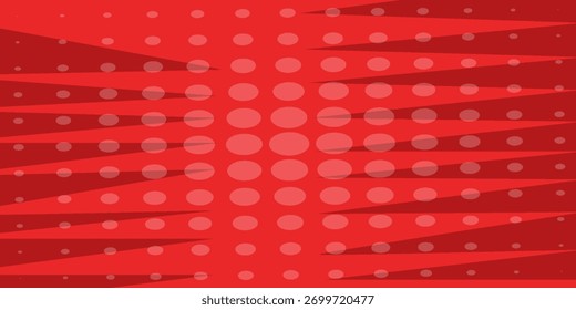 Fondo Abstractas geométrico rojo con diseño radial y patrones punteados. Cómic rojo Conveniente para las Plantillas, los Anuncios de la venta, los acontecimientos, los anuncios, el Web y las páginas