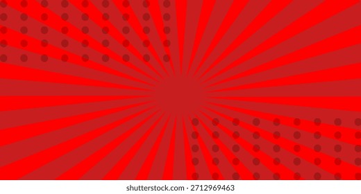 Red Geometric Abstract Background With Radial Design and Dotted Patterns. Red Comic Suitable for templates, sale banners, events, ads, web and pages