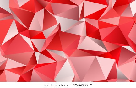 Red geometric background with triangles of different shapes and sizes. A combination of geometric shapes. Modern minimalist style Vector illustration Abstract paper, polygonal pattern, origami style