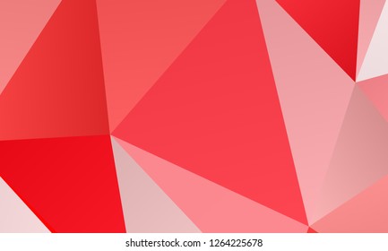 Red geometric background with triangles of different shapes and sizes. A combination of geometric shapes. Modern minimalist style Vector illustration Abstract paper, polygonal pattern, origami style