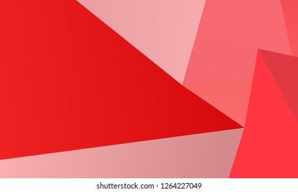 Red geometric background with triangles of different shapes and sizes. A combination of geometric shapes. Modern minimalist style Vector illustration Abstract paper, polygonal pattern, origami style