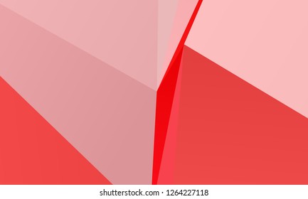 Red geometric background with triangles of different shapes and sizes. A combination of geometric shapes. Modern minimalist style Vector illustration Abstract paper, polygonal pattern, origami style