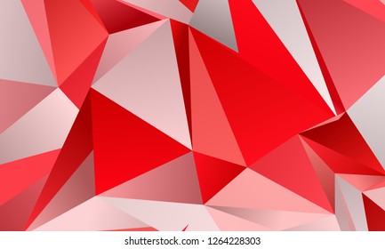 Red geometric background with triangles of different shapes and sizes. A combination of geometric shapes. Modern minimalist style Vector illustration Abstract paper, polygonal pattern, origami style