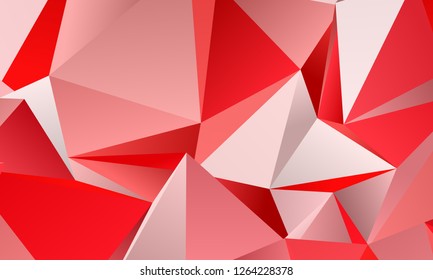 Red geometric background with triangles of different shapes and sizes. A combination of geometric shapes. Modern minimalist style Vector illustration Abstract paper, polygonal pattern, origami style
