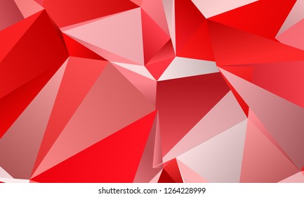 Red geometric background with triangles of different shapes and sizes. A combination of geometric shapes. Modern minimalist style Vector illustration Abstract paper, polygonal pattern, origami style